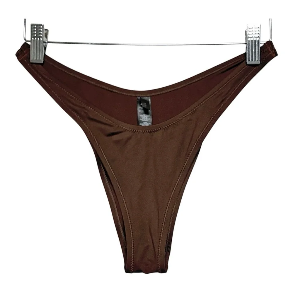 Skims Signature Swim Bottom Cheeky Tanga Coca Brown Resortwear Womens Medium